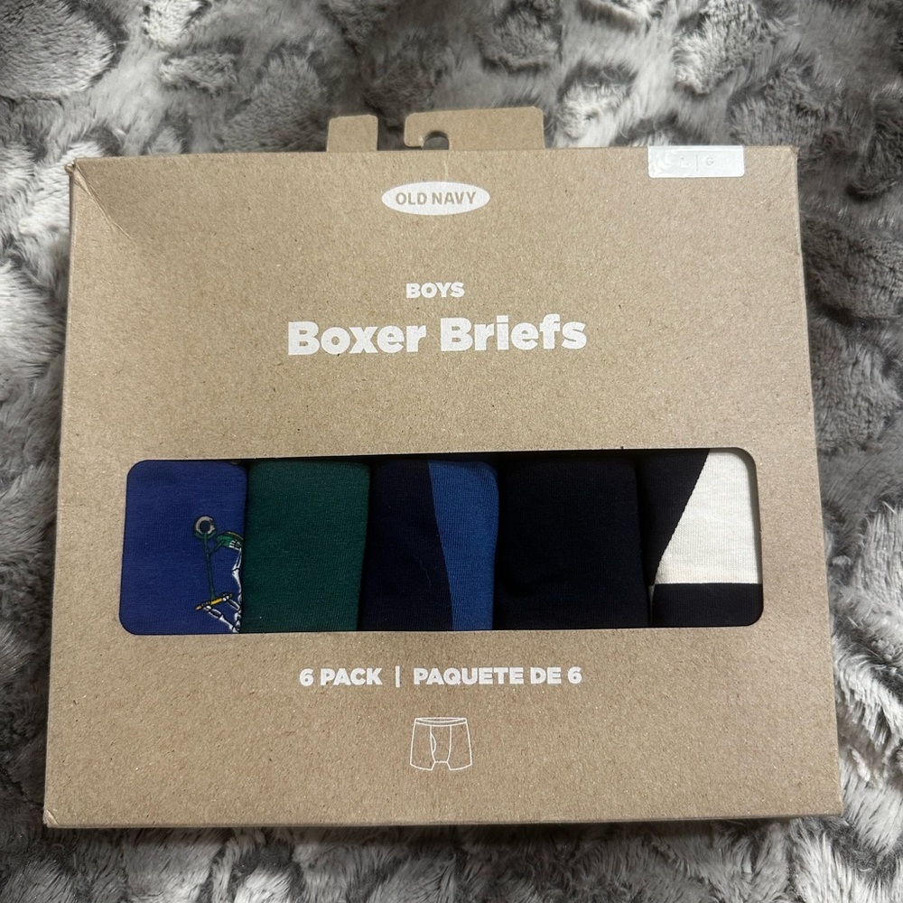 Old Navy Boys' Boxer Briefs 6-Pack - Blue, Green, Black, White NIB Size large